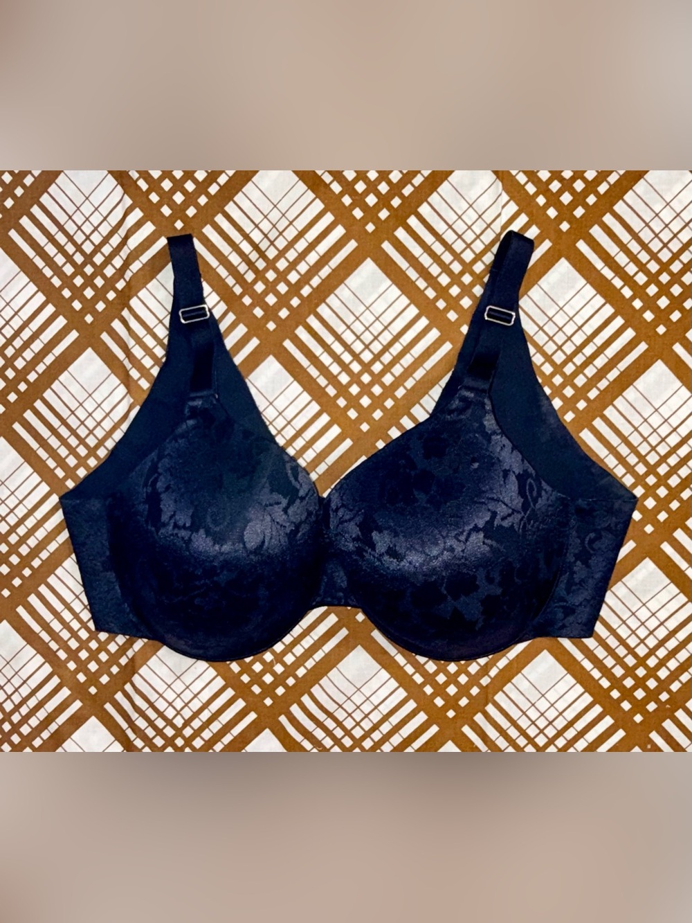 Soma Vanishing Back Full Coverage Lace Bra 42D Black Floral